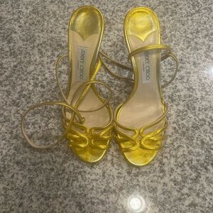 Jimmy Choo Metallic Gold Strappy Heels